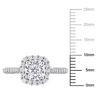 Lab Created Moissanite Halo Ring Sterling Silver