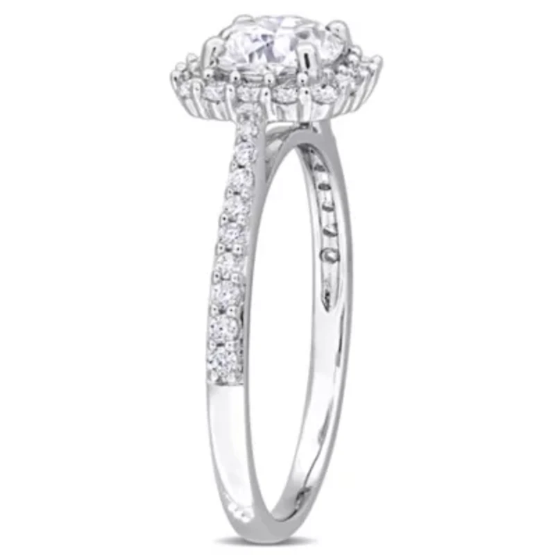 Lab Created Moissanite Halo Ring Sterling Silver