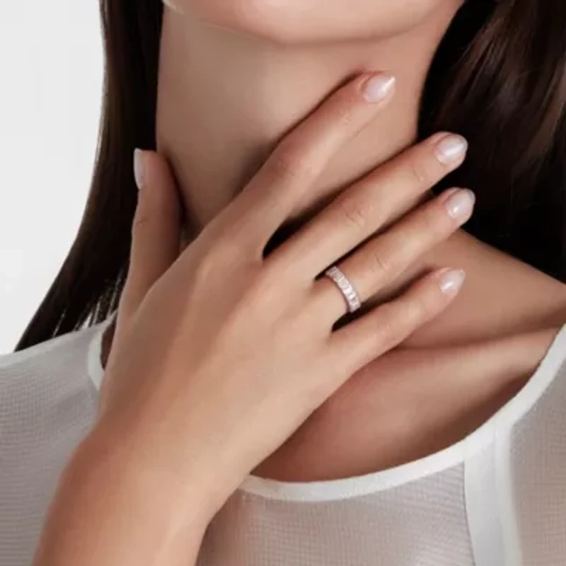 Lab Created Moissanite Eternity Ring Sterling Silver