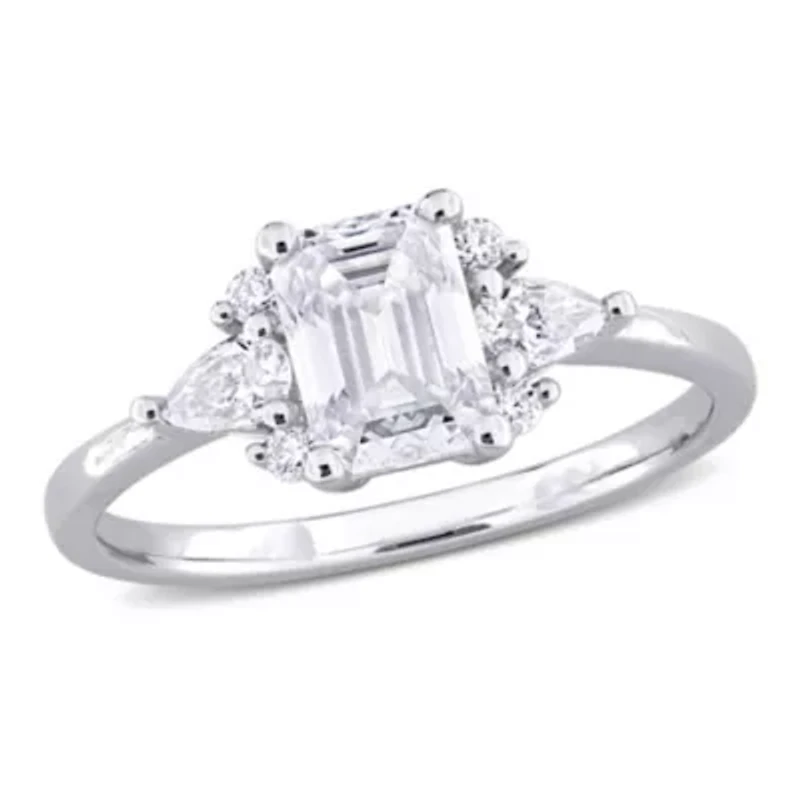 Lab Created Moissanite Engagement Ring Sterling Silver