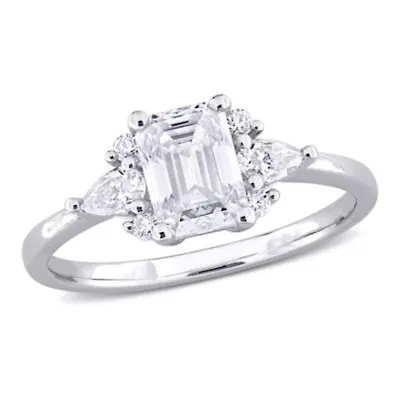 Lab Created Moissanite Engagement Ring Sterling Silver