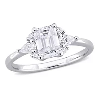 Lab Created Moissanite Engagement Ring Sterling Silver