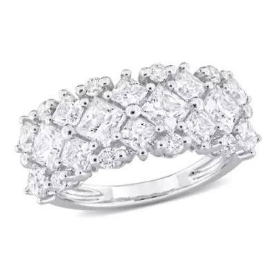Lab Created Moissanite Cluster Ring Sterling Silver