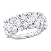 Lab Created Moissanite Cluster Ring Sterling Silver