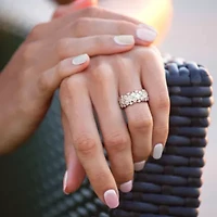 Lab Created Moissanite Cluster Ring Sterling Silver
