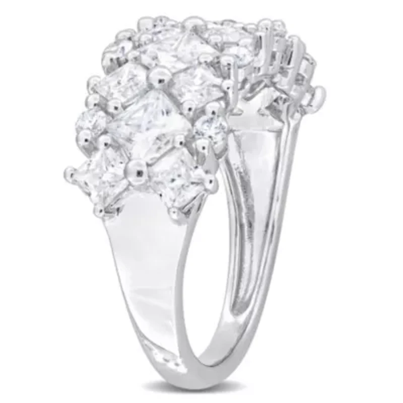 Lab Created Moissanite Cluster Ring Sterling Silver