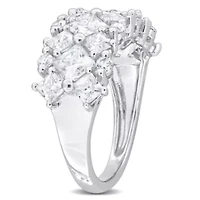 Lab Created Moissanite Cluster Ring Sterling Silver