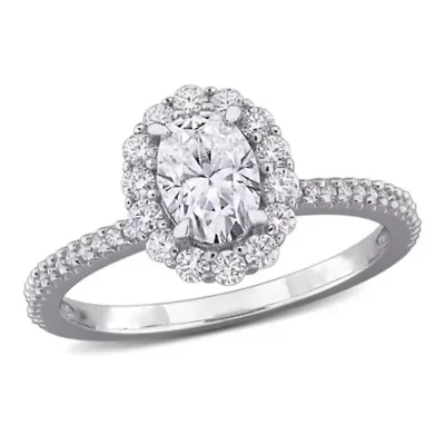 Lab Created Moissanite Engagement Ring Sterling Silver