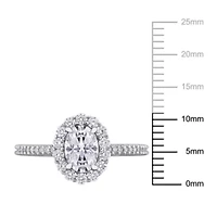 Lab Created Moissanite Engagement Ring Sterling Silver