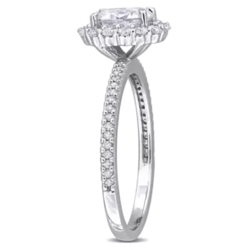 Lab Created Moissanite Engagement Ring Sterling Silver