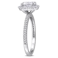 Lab Created Moissanite Engagement Ring Sterling Silver
