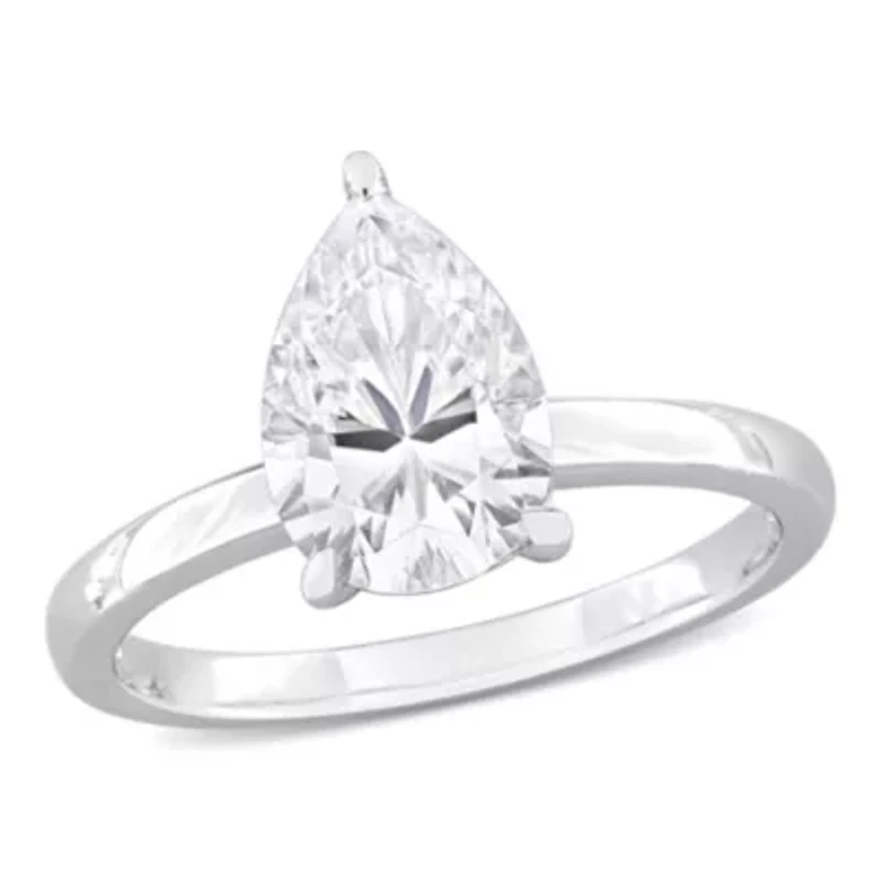 Lab Created Moissanite Solitaire Ring Sterling Silver