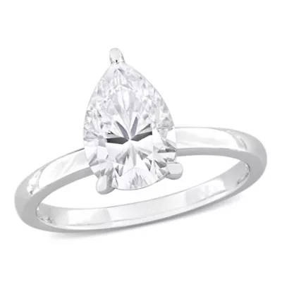 Lab Created Moissanite Solitaire Ring Sterling Silver