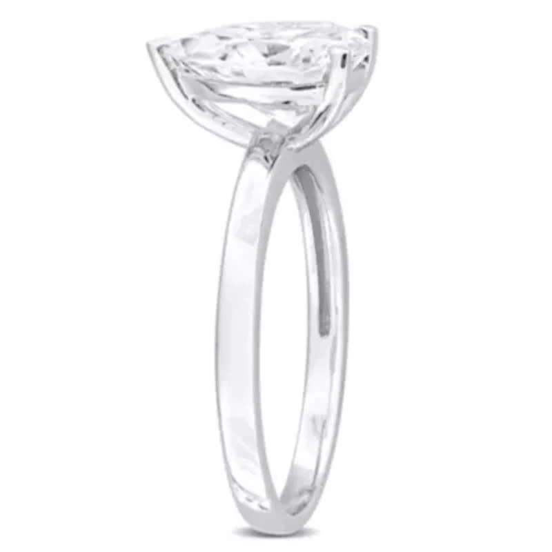 Lab Created Moissanite Solitaire Ring Sterling Silver