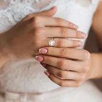 Lab Created Moissanite Engagement Ring Sterling Silver