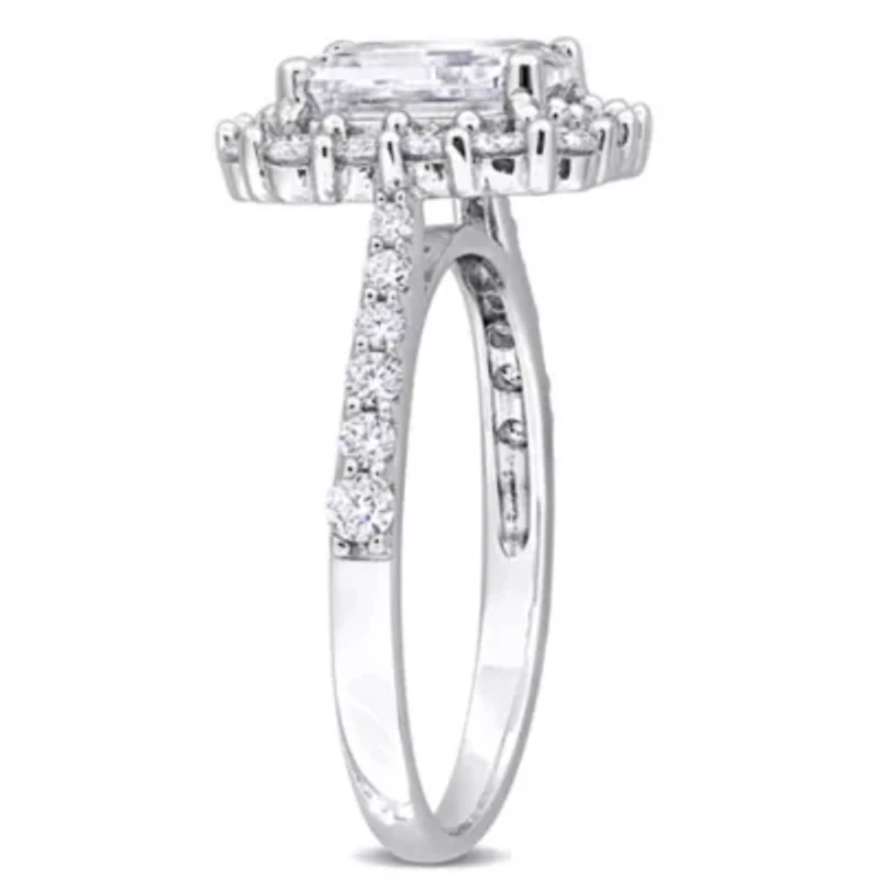 Lab Created Moissanite Engagement Ring Sterling Silver