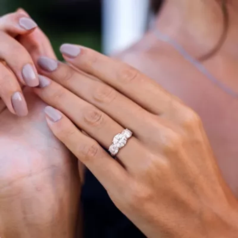 Lab Created Moissanite Engagement Ring Sterling Silver