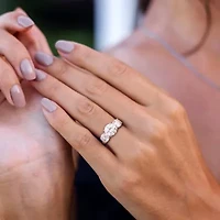 Lab Created Moissanite Engagement Ring Sterling Silver