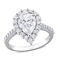 Lab Created Moissanite Halo Ring Sterling Silver