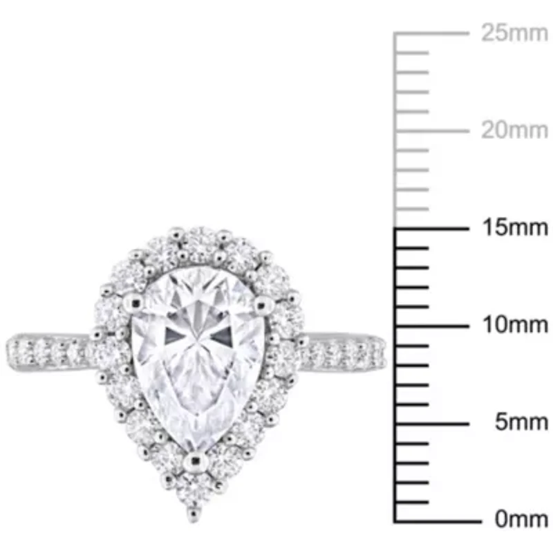 Lab Created Moissanite Halo Ring Sterling Silver