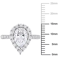 Lab Created Moissanite Halo Ring Sterling Silver