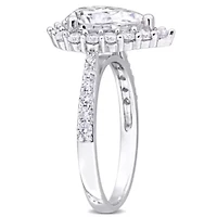 Lab Created Moissanite Halo Ring Sterling Silver