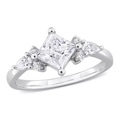 Lab Created Moissanite Engagement Ring Sterling Silver
