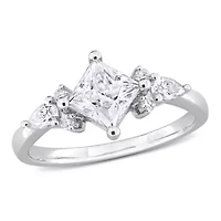 Lab Created Moissanite Engagement Ring Sterling Silver