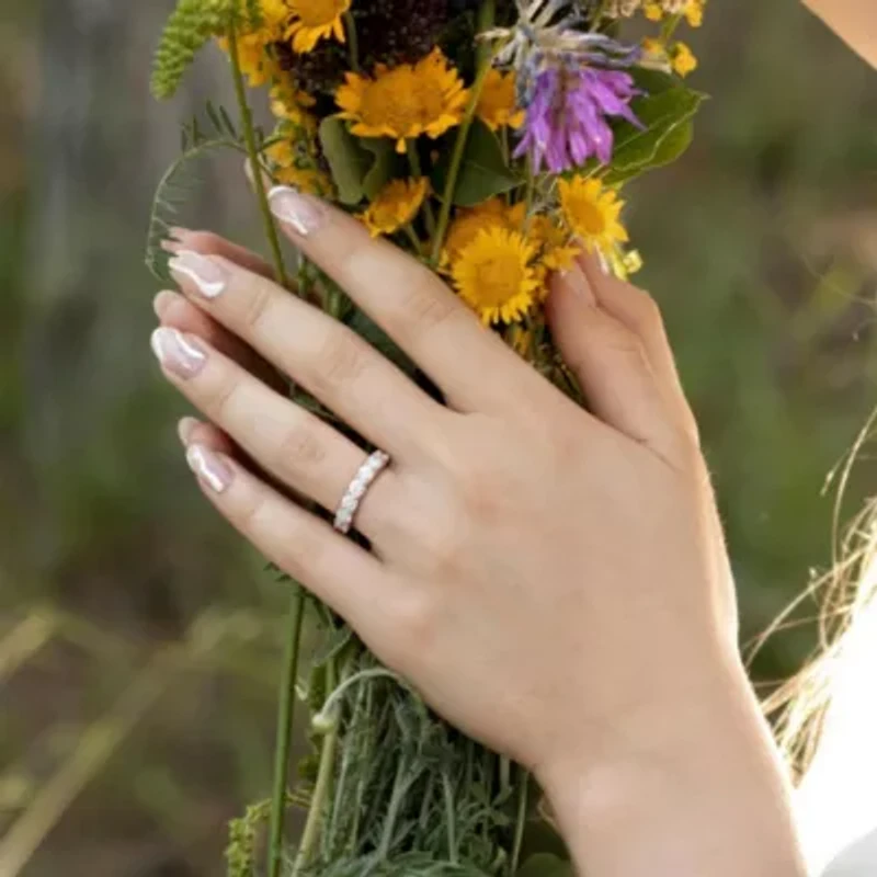 Lab Created Moissanite Anniversary Ring Sterling Silver