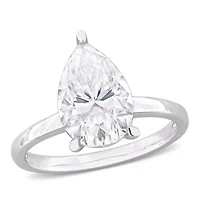 Lab Created Moissanite Solitaire Ring Sterling Silver