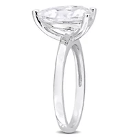 Lab Created Moissanite Solitaire Ring Sterling Silver