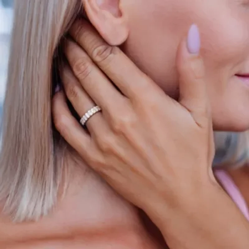 Lab Created Moissanite Eternity Ring Sterling Silver