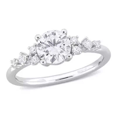 Lab Created Moissanite Engagement Ring Sterling Silver