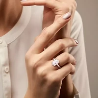 Lab Created Moissanite Engagement Ring Sterling Silver
