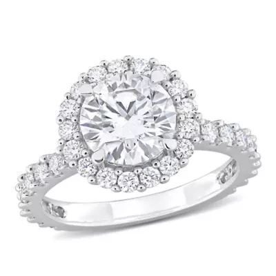 Lab Created Moissanite Halo Ring Sterling Silver