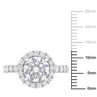 Lab Created Moissanite Halo Ring Sterling Silver
