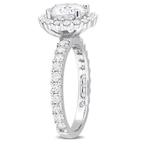 Lab Created Moissanite Halo Ring Sterling Silver