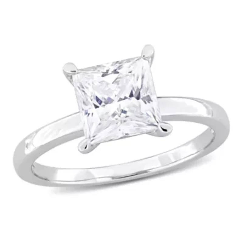 Lab Created Moissanite Solitaire Ring Sterling Silver