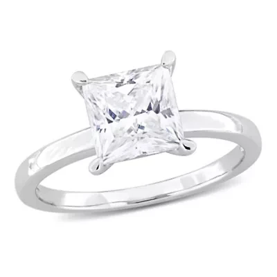 Lab Created Moissanite Solitaire Ring Sterling Silver