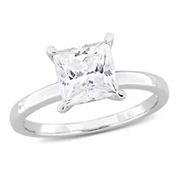 Lab Created Moissanite Solitaire Ring Sterling Silver