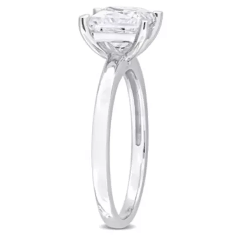 Lab Created Moissanite Solitaire Ring Sterling Silver