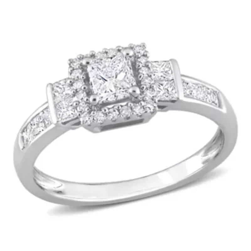 3/4 ct. t.w. Diamond Halo Engagement Ring 14K White Gold