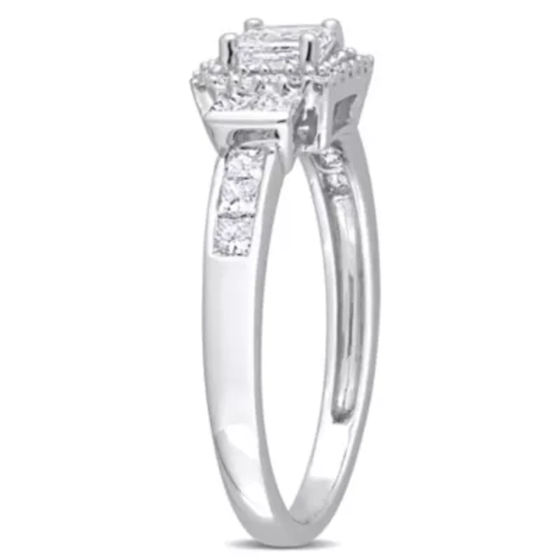 3/4 ct. t.w. Diamond Halo Engagement Ring 14K White Gold