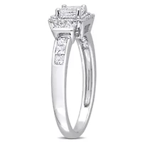 3/4 ct. t.w. Diamond Halo Engagement Ring 14K White Gold