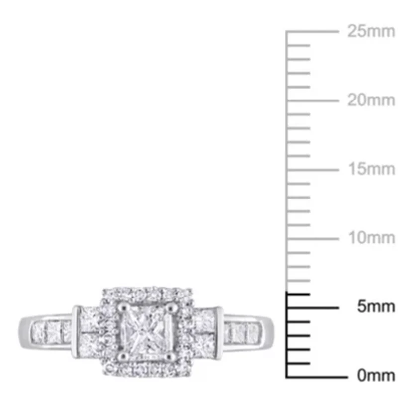 3/4 ct. t.w. Diamond Halo Engagement Ring 14K White Gold