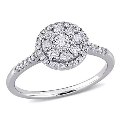 1/2 ct. t.w. Diamond Composite Round Halo Engagement Ring 10K White Gold