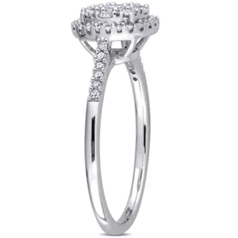 1/2 ct. t.w. Diamond Composite Round Halo Engagement Ring 10K White Gold