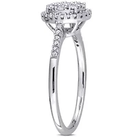 1/2 ct. t.w. Diamond Composite Round Halo Engagement Ring 10K White Gold