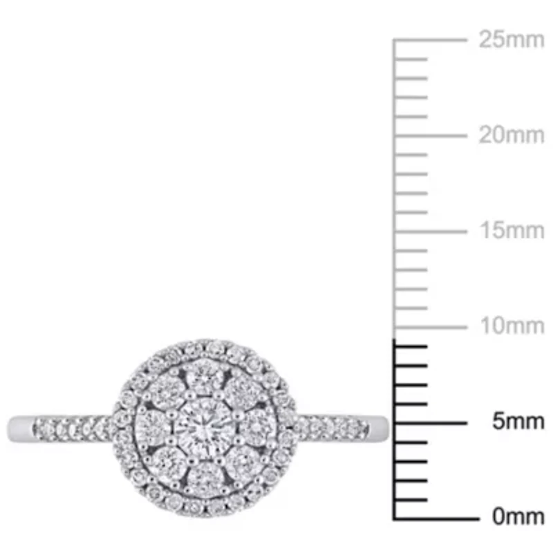 1/2 ct. t.w. Diamond Composite Round Halo Engagement Ring 10K White Gold