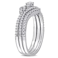 1/2 ct. t.w. Diamond Crossover Multi-Row Bridal Ring Set 14K White Gold
